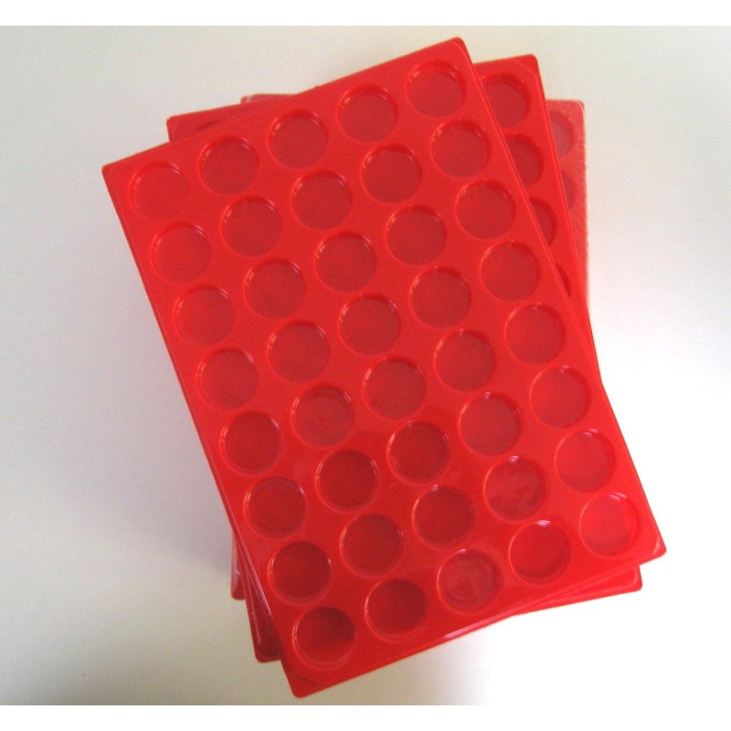 A3-PLATEAU 40 CASES PLASTIQUE ROUGE CASES RONDES PAR 100