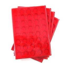 A22-PLATEAU 40 CASES RONDES PLASTIQUE ROUGE + COUVERCLE