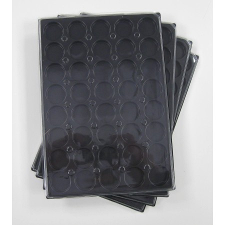 A29-PLATEAU 40 CASES RONDES PLASTIQUE NOIR + COUVERCLES PAR 100