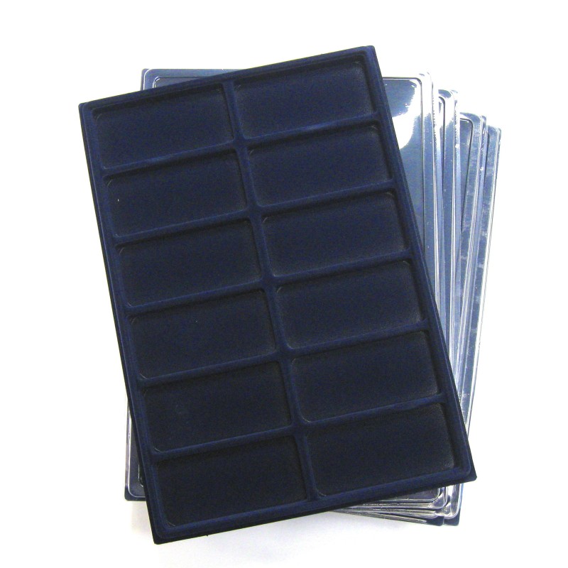 F3-PLATEAU 12 CASES VELOURS BLEU AVEC COUVERCLE